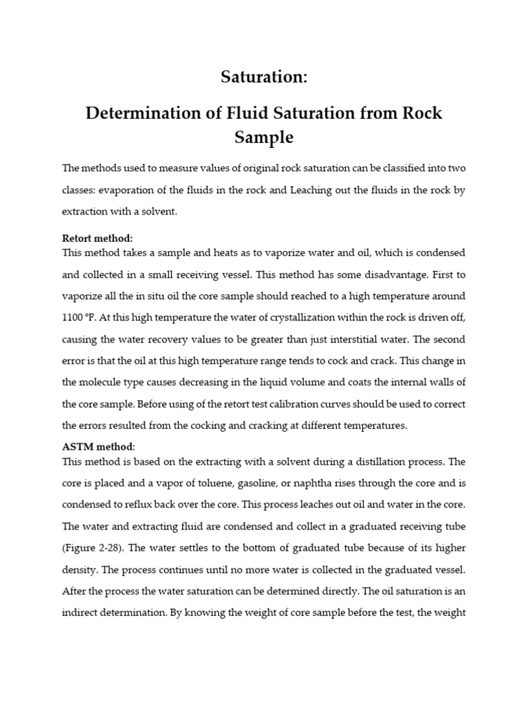 Fluid Saturation Measurement Methods | PDF | Water | Chemical Engineering