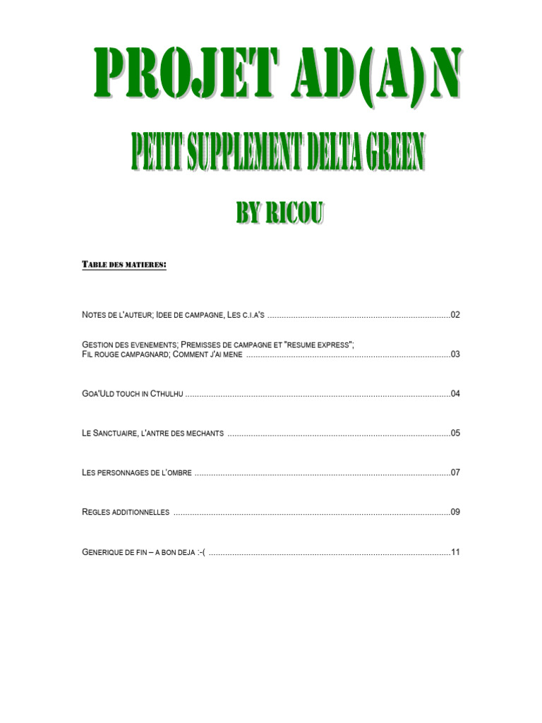 Campagne Delta Green : Cthulhu et Goa'uld | PDF