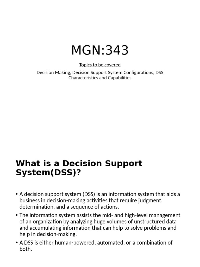 Understanding Decision Support Systems | PDF | Decision Support System ...