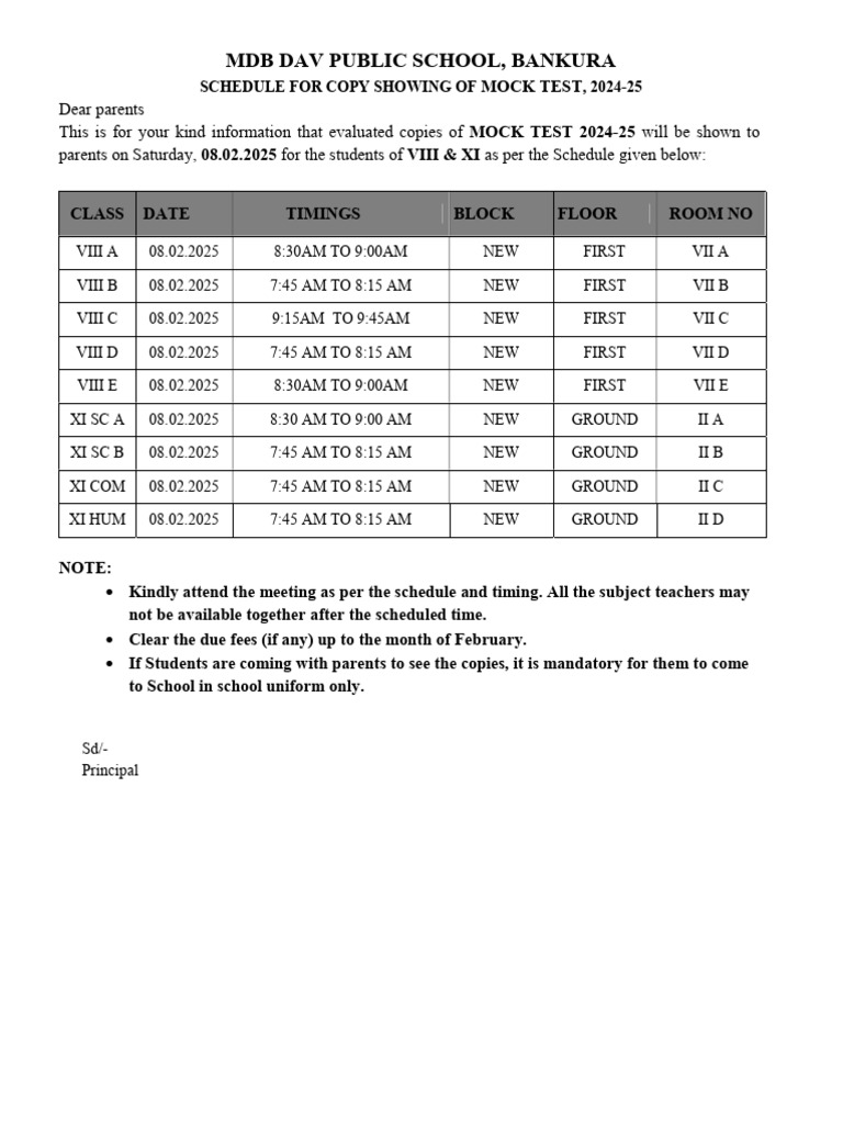 NOTICE FOR MOCK TEST COPY SHOWING | PDF
