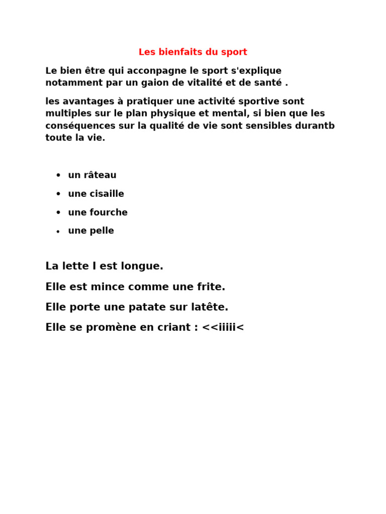 Bienfaits du sport sur la santé et le bien-être | PDF