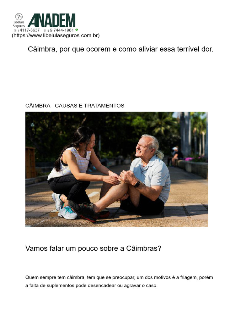 Caimbra Ou Câibra, Como Evitar, Aliviar e Curar Essa Dor, Uso Imã | PDF ...