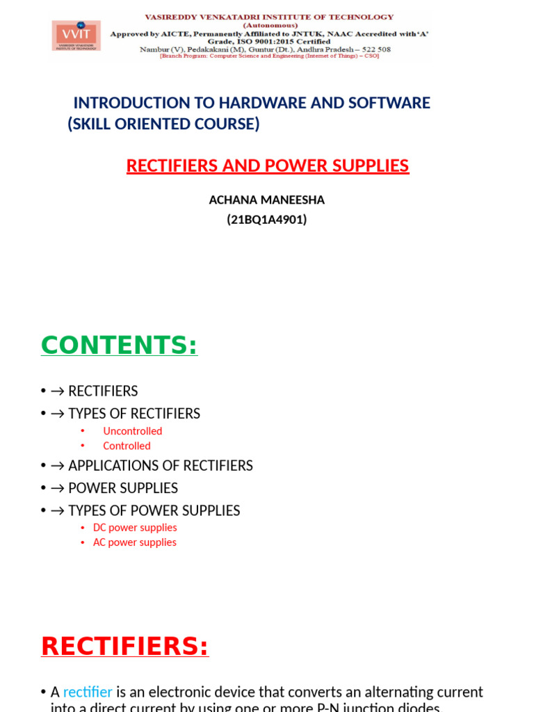 Rectifiers and Power Supply Overview | PDF | Rectifier | Power Supply