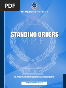 Standing Orders - The Mauritius Police Force 2015