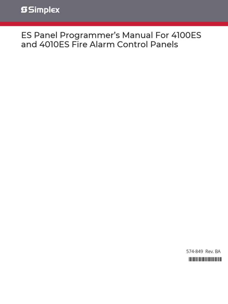 ES Panel Programmer's Manual For 4100ES and 4010ES Fire Alarm Control ...