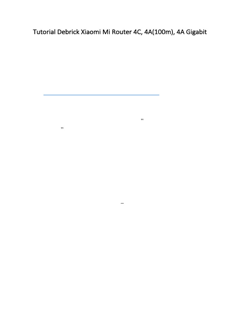 Tutorial Debrick Xiaomi Mi Router | PDF