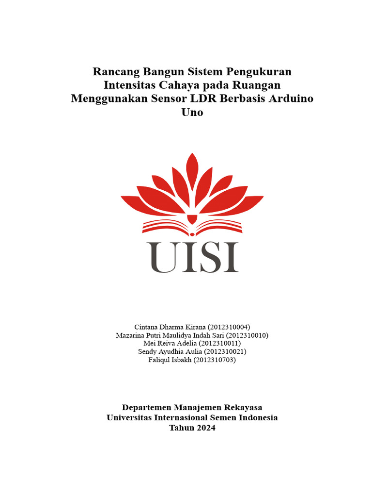 Sistem Pengukuran Intensitas Cahaya LDR Arduino | PDF