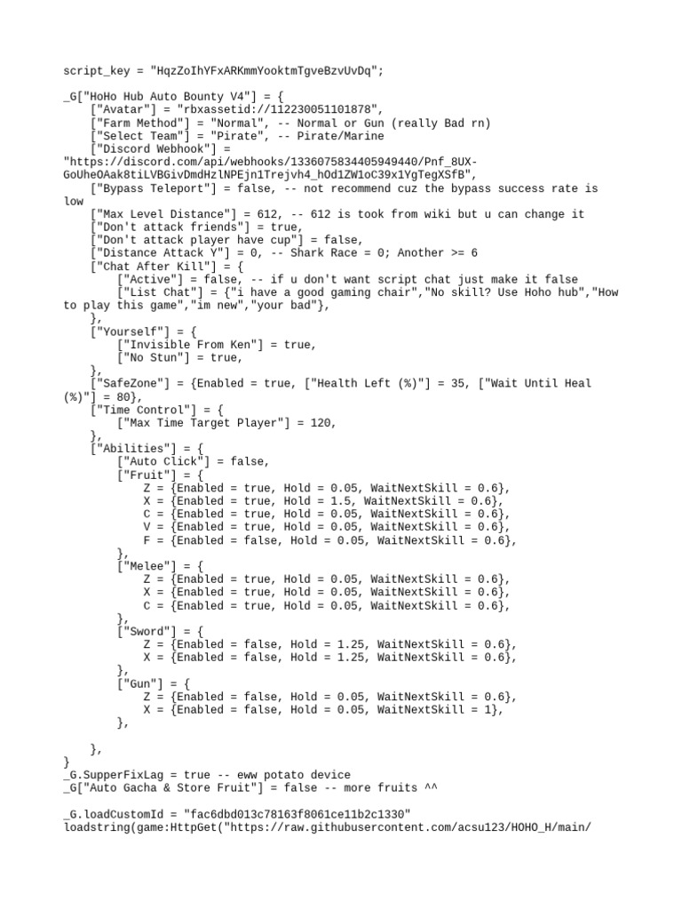 HoHo Hub Auto Bounty Script V4 | PDF