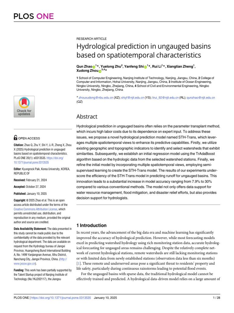 Hydrological Prediction in Ungauged Basins Based o | PDF | Hydrology ...