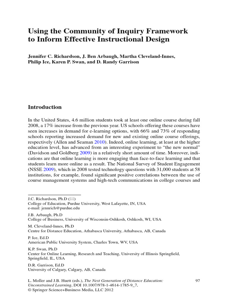 Community of Inquiry in Online Learning | PDF | Instructional Design ...