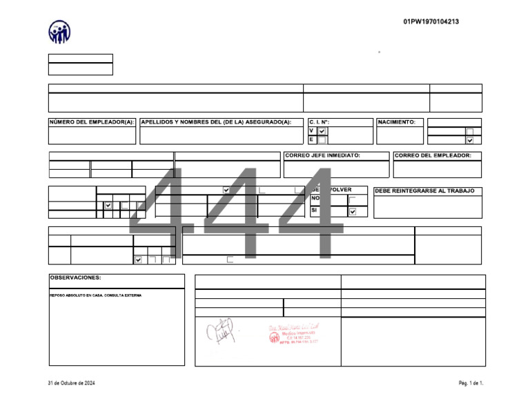 Certificado de Incapacidad Temporal 2024 | PDF
