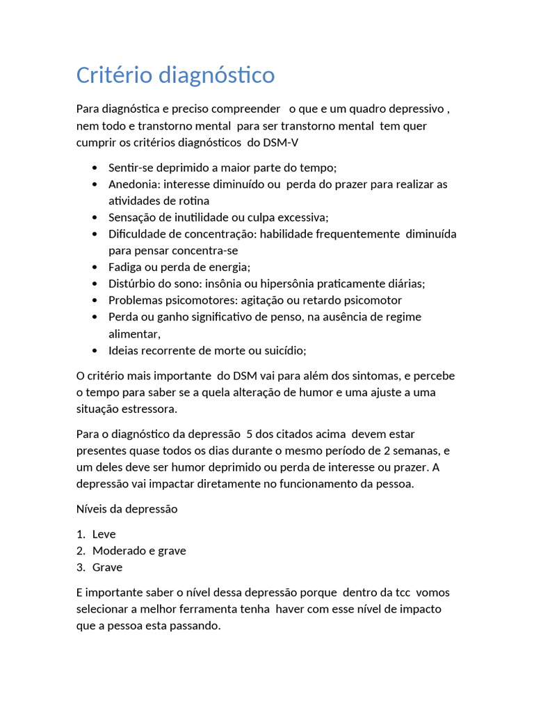 Critério Diagnóstico | PDF