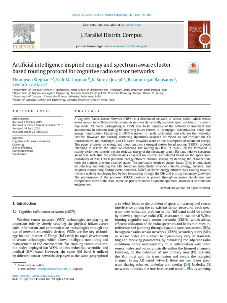 Energy-Aware Routing in CRSNs | PDF | Cognitive Radio | Wireless Sensor ...