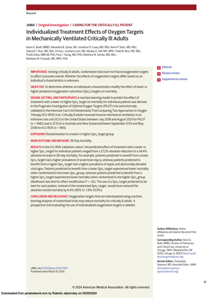 Jama Buell 2024 Oi 240027 1710775839.50794 | PDF | Intensive Care ...