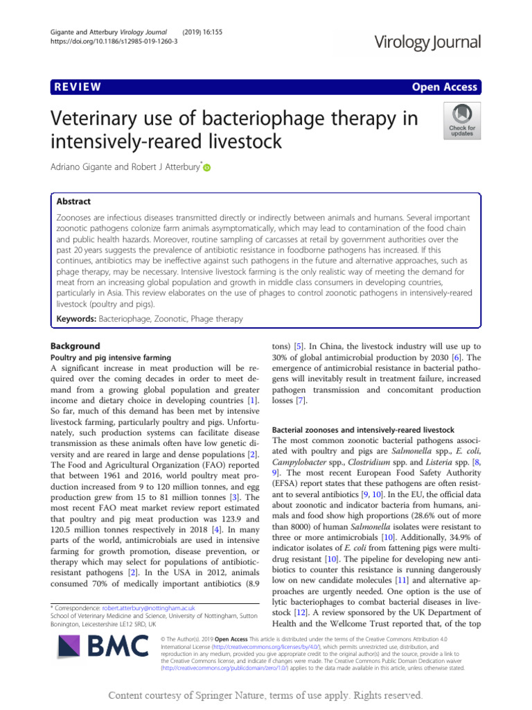 Veterinary Use of Bacteriophage Therapy in Intensi | PDF | Salmonella ...