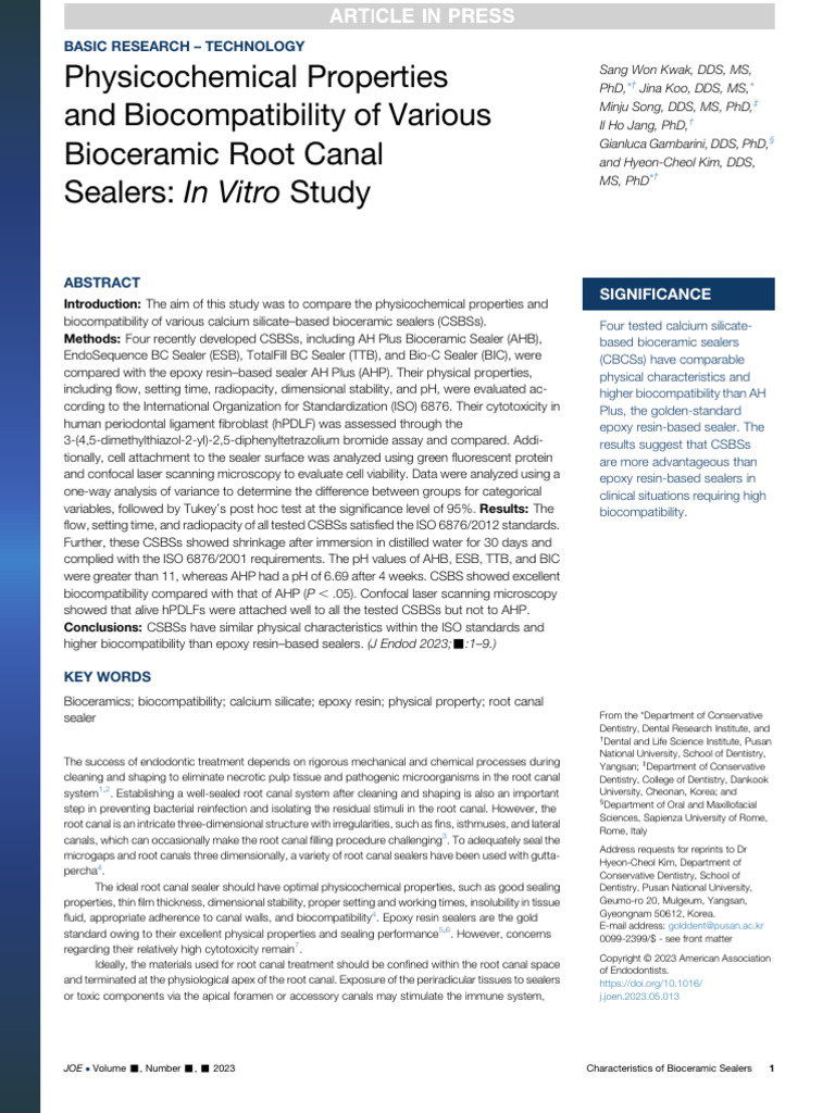 Physicochemical Properties and Biocompatibility of Various Bioceramic ...