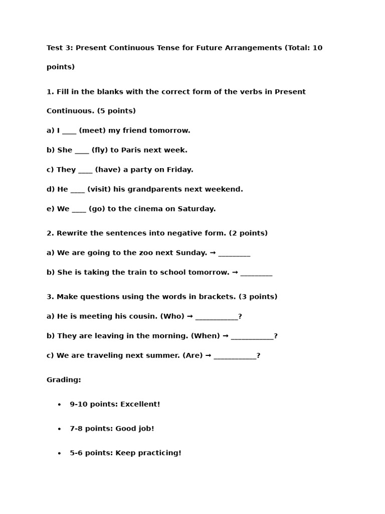 Present Continuous for Future Plans | PDF