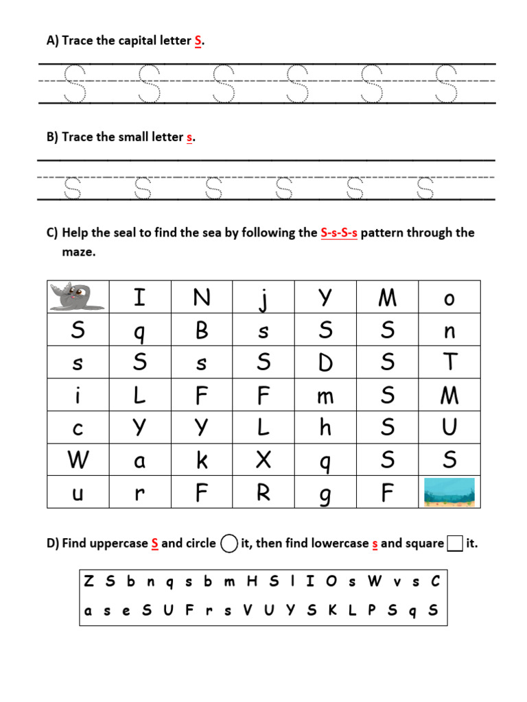 Trace The Capital Letter S | PDF