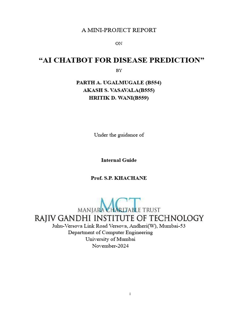AI Chatbot for Disease Prediction Project | PDF | Support Vector ...