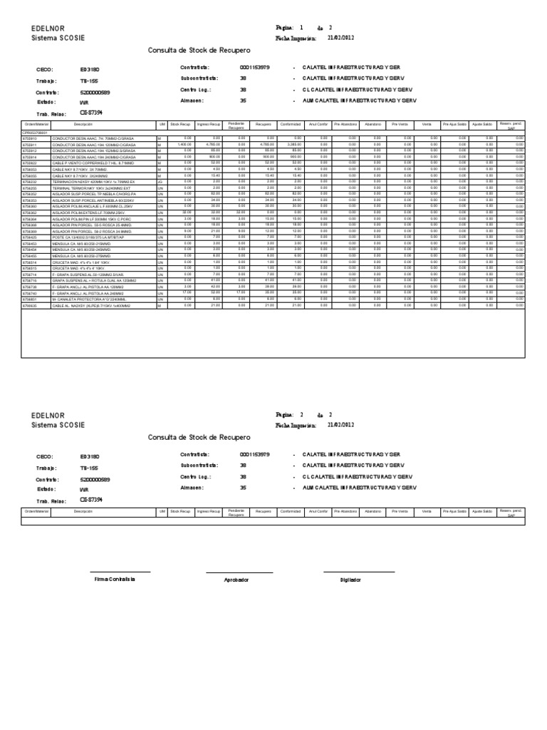 Stock Recovery Report EDELNOR | PDF