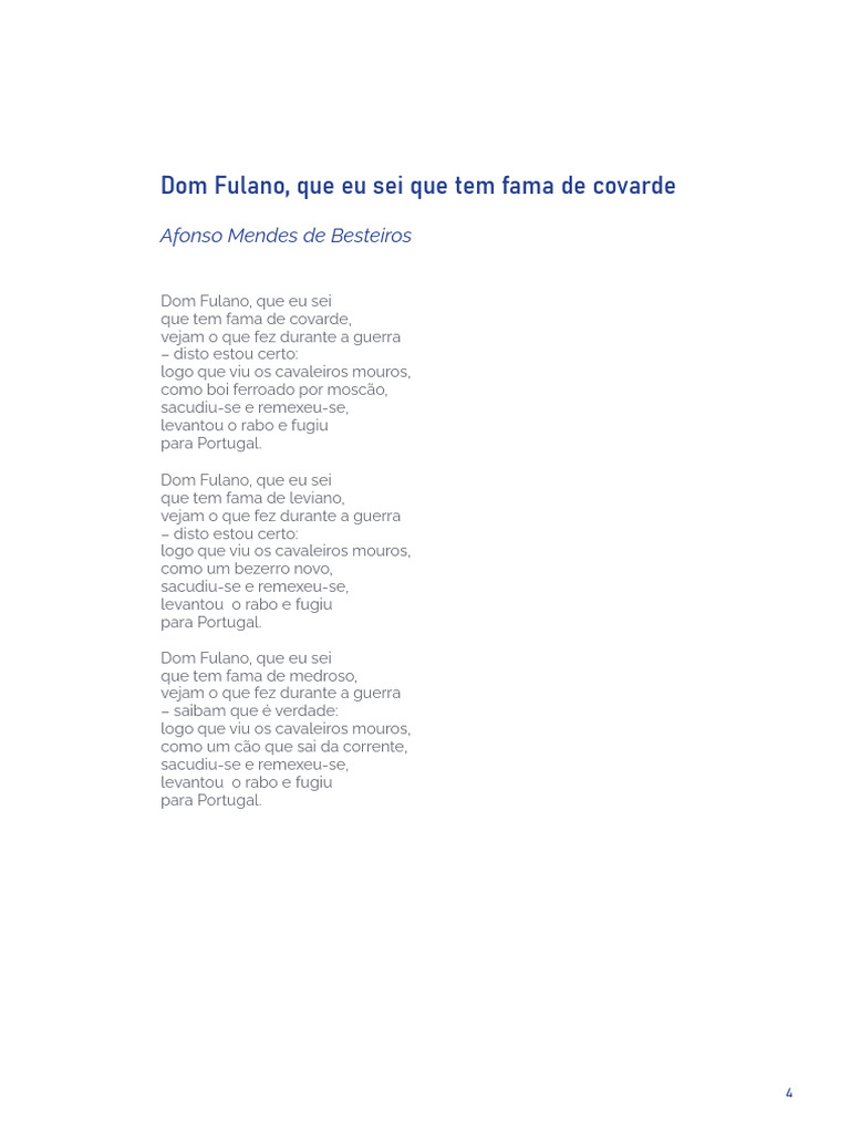 Dom Fulano, Que Eu Sei Que Tem Fama de Covarde | PDF