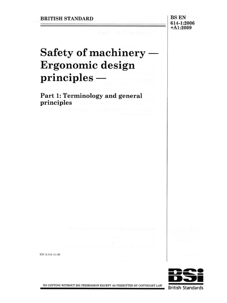EN 614-1: Ergonomic Design Principles | PDF | Standardization | System