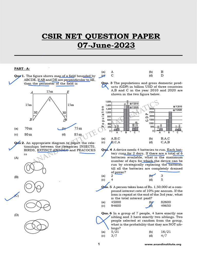 CSIR NET Mathematics Question Paper 2023 | PDF | Eigenvalues And ...