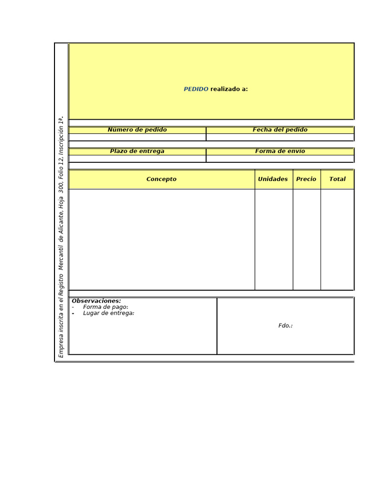 Pedido y detalles de entrega | PDF