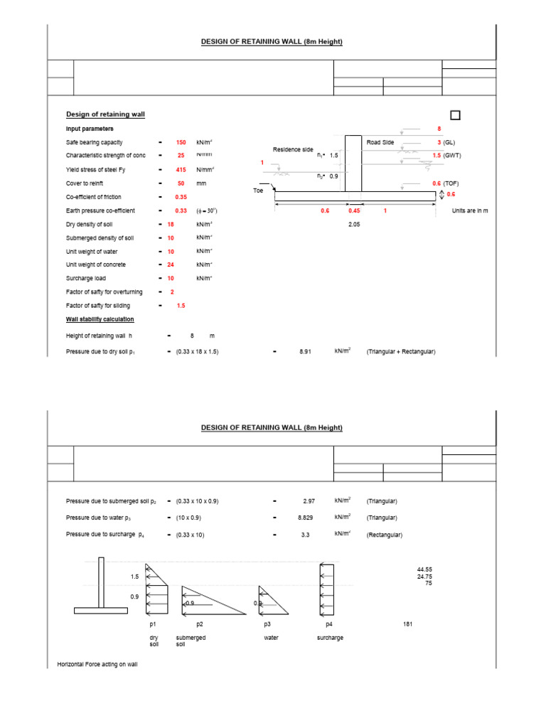 R-Wall 8m Ht | PDF | Structural Engineering | Civil Engineering