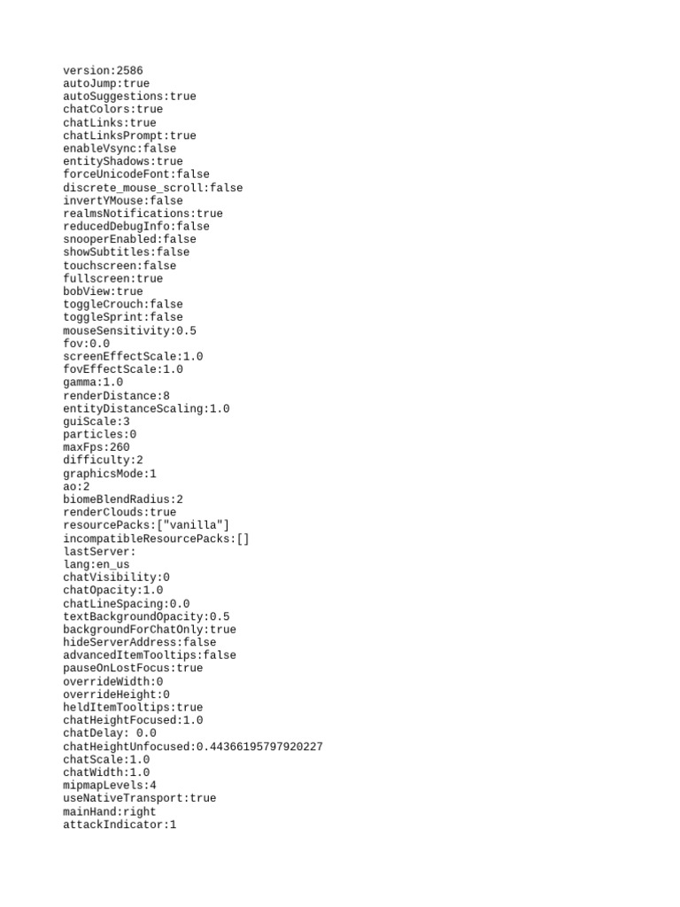 Minecraft Configuration Settings Guide | PDF