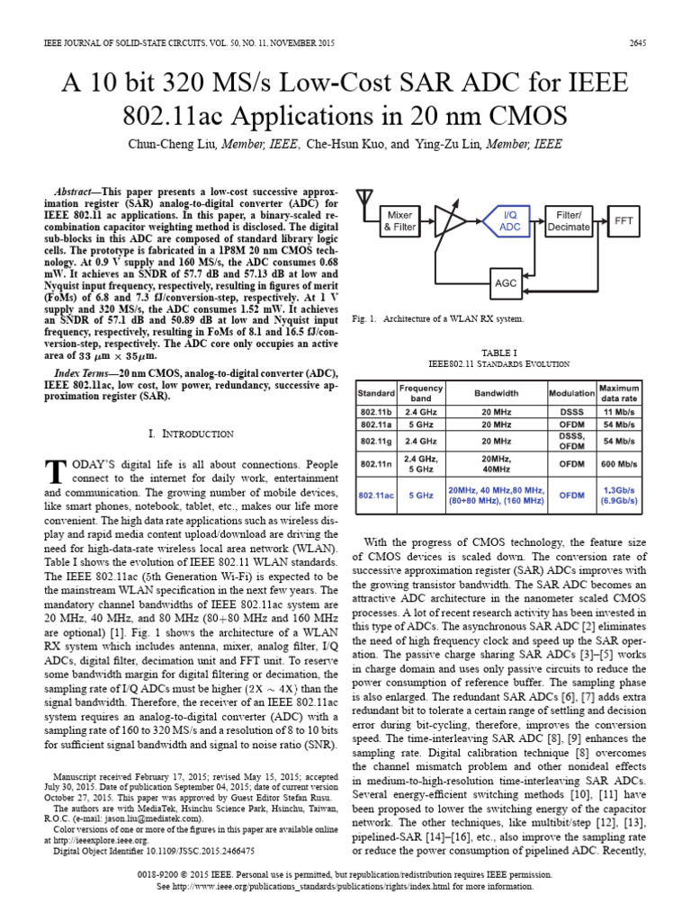 320 MS/s Low-Cost SAR ADC Design | PDF | Analog To Digital Converter ...