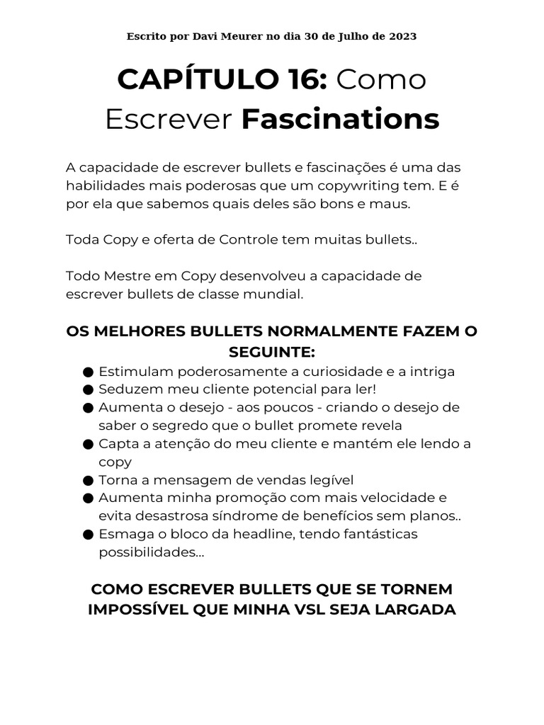 Como Escrever Bullets Eficazes em Copywriting | PDF