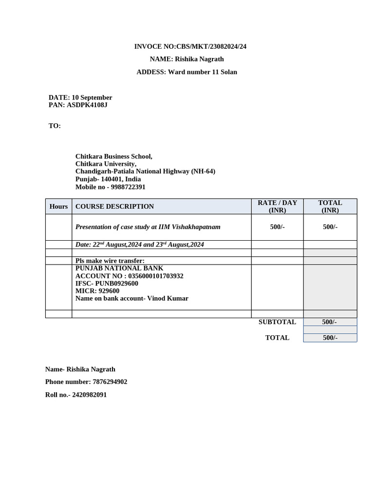 Gagandeep Singh Invoice | PDF