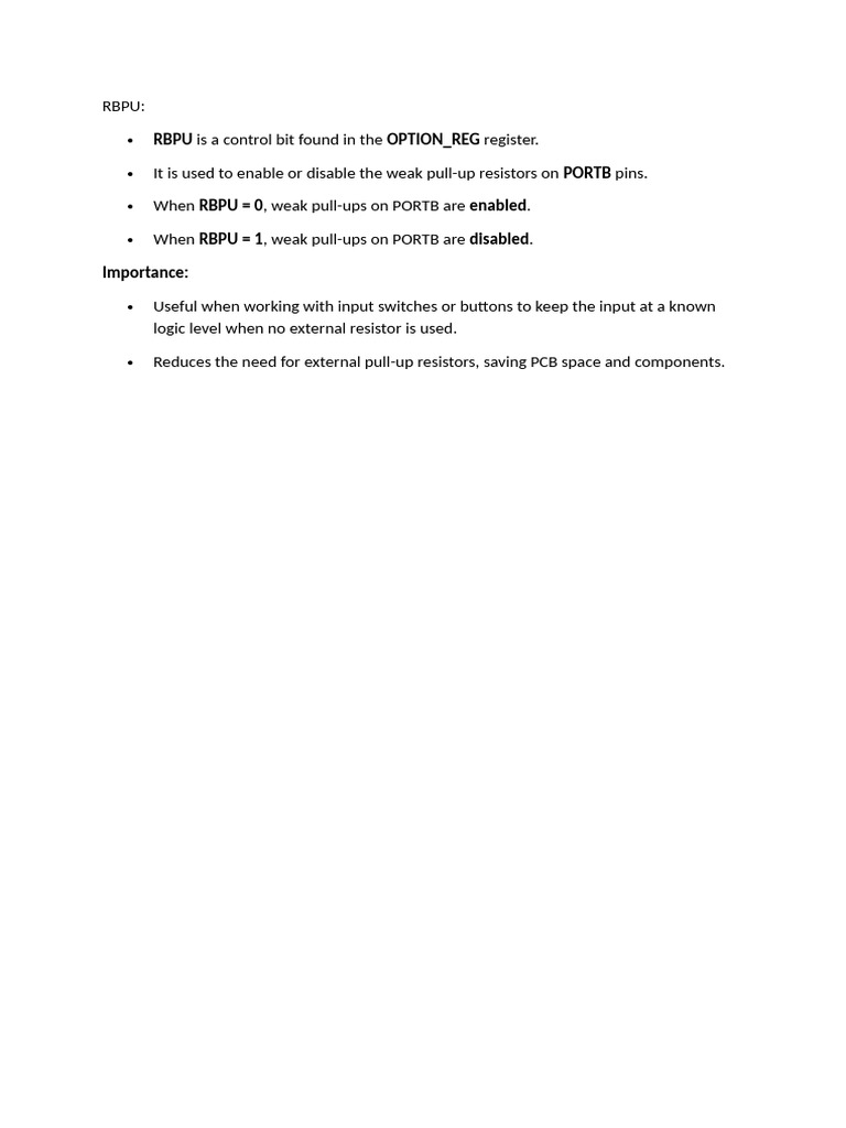 Understanding RBPU Control Bit | PDF