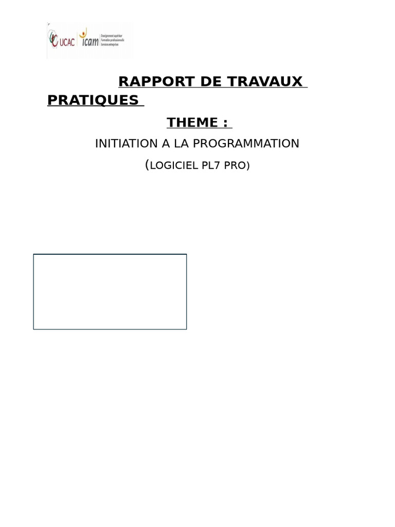 Initiation à la programmation PL7 Pro | PDF