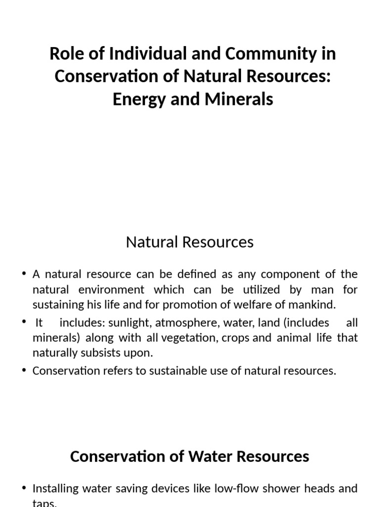 Conservation Strategies for Natural Resources | PDF | Water | Energy ...