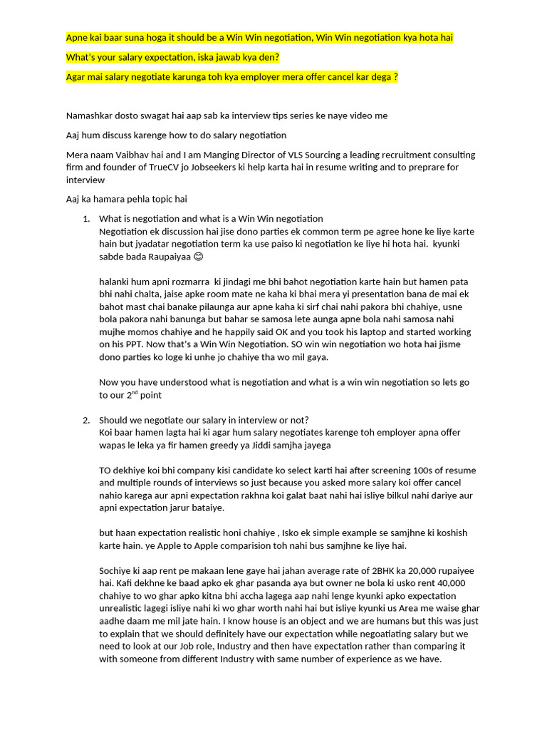 Salary Negotiation Pdf