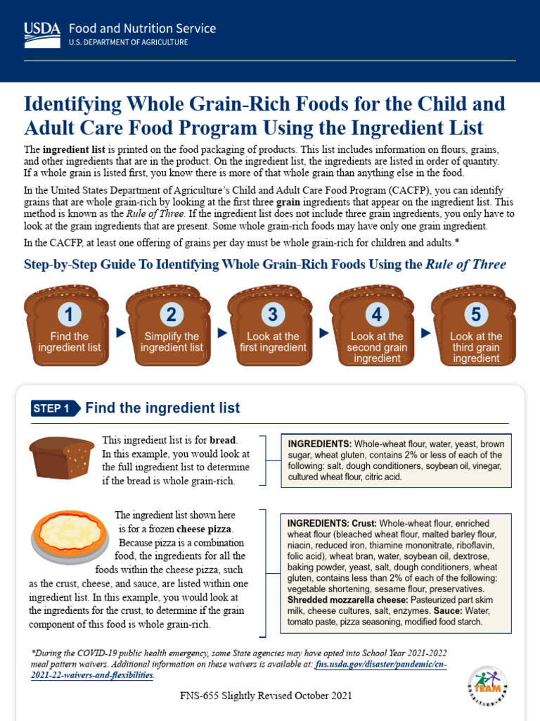Whole Grain-Rich Food Identification Guide | PDF | Whole Grain | Cereals