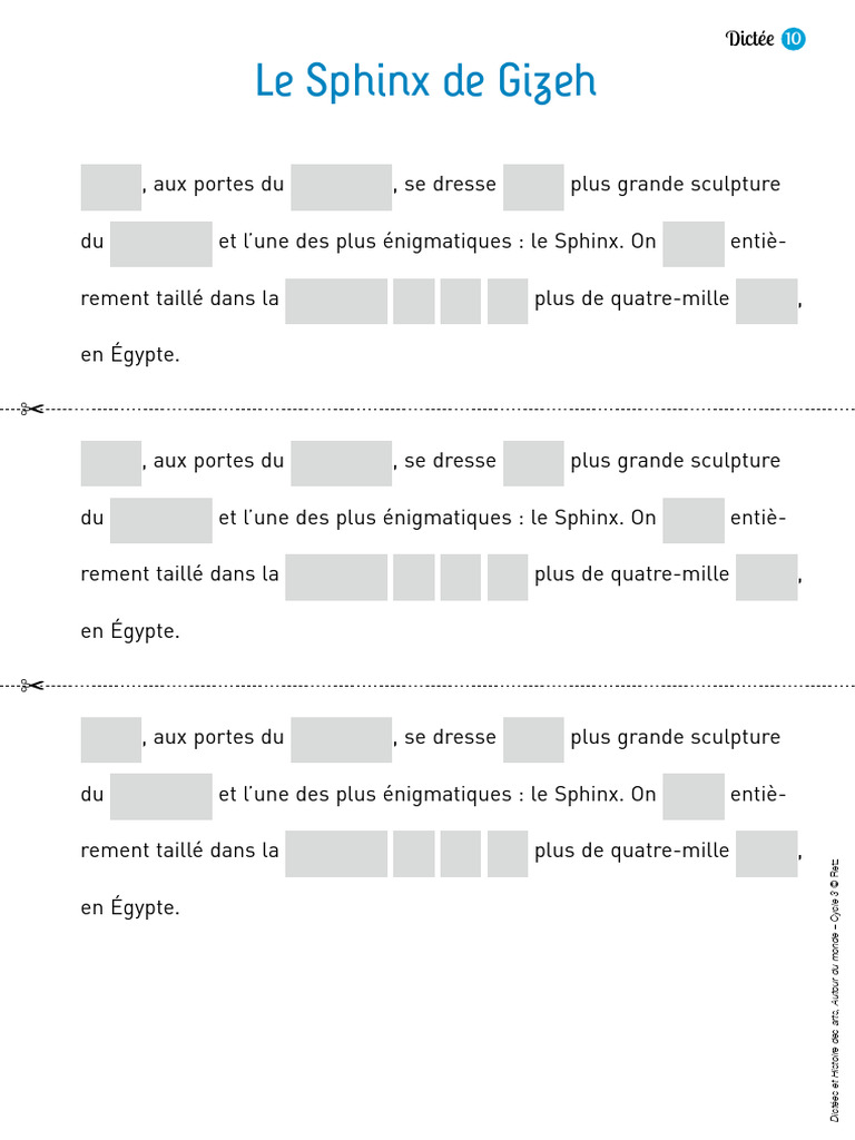 Dictée : Le Sphinx de Gizeh | PDF