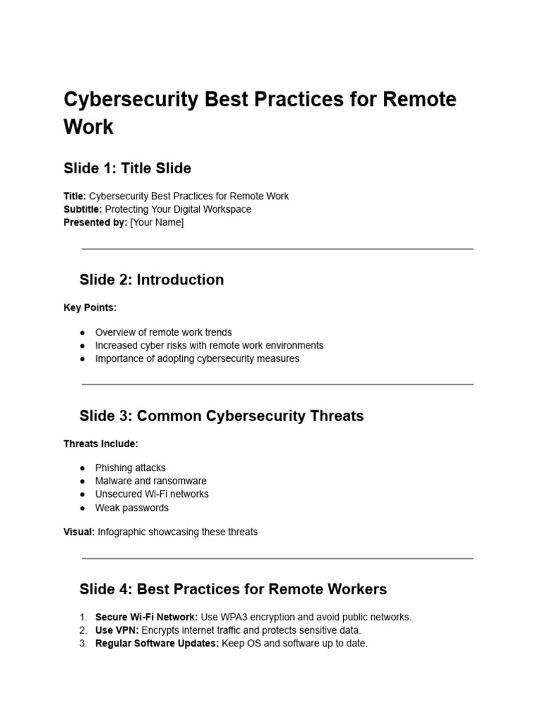Remote Work Cybersecurity Tips | PDF