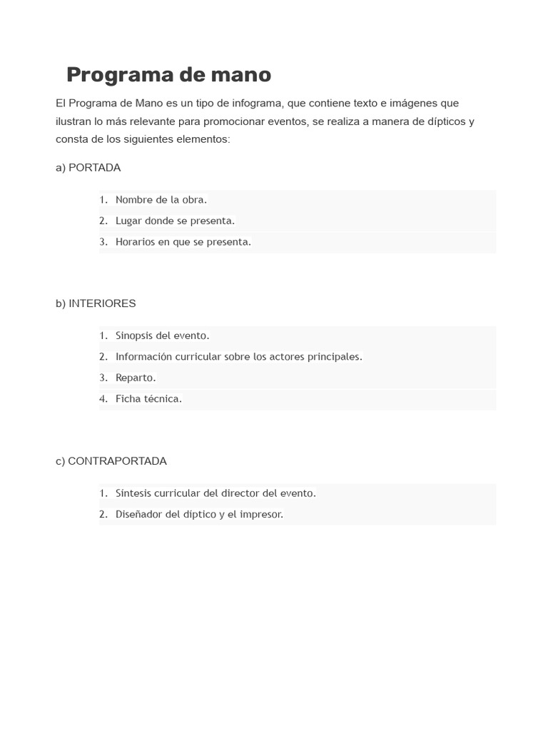 Programa de Mano para Obras Teatrales | PDF