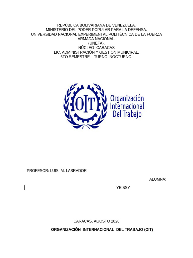Funciones y Objetivos de la OIT | PDF | Organización Internacional del ...