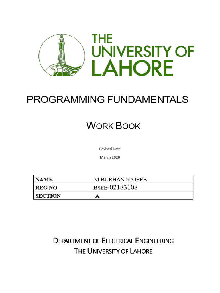 Programming Fundamentals 2020 Workbook | PDF | Computer Program ...