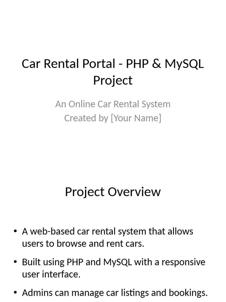 PHP MySQL Car Rental System Overview | PDF