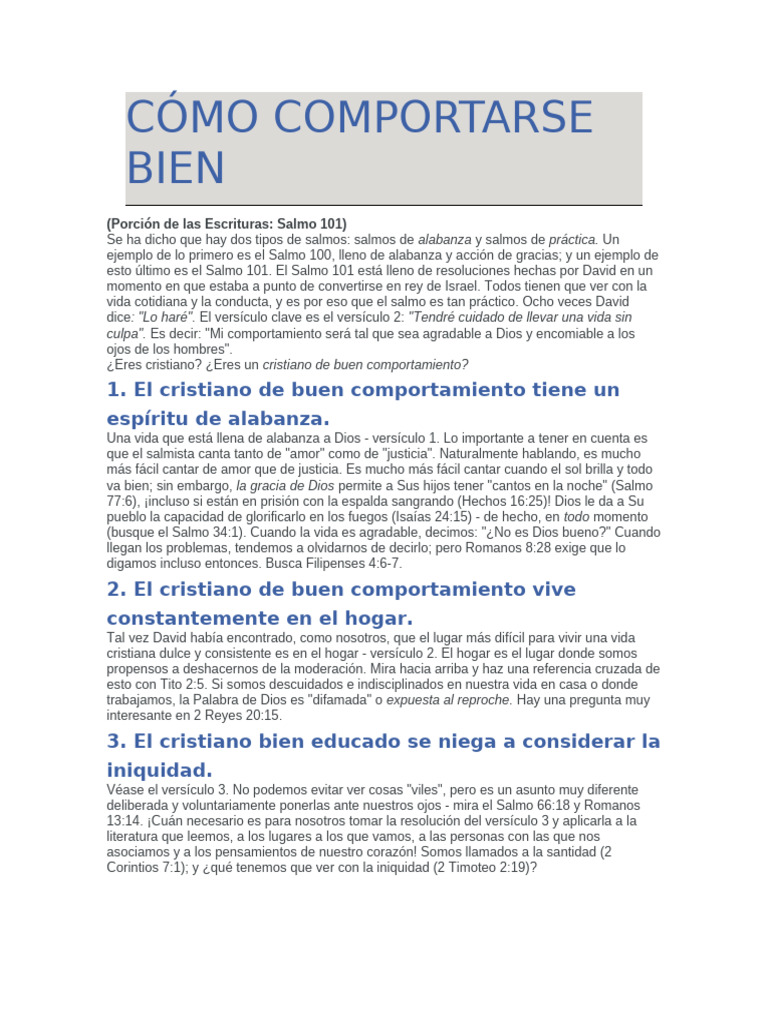CÓMO COMPORTARSE BIEN | PDF | Salmos
