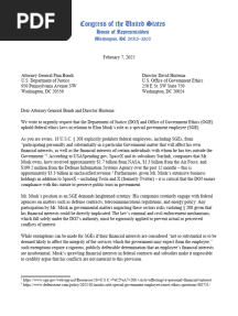 House Judiciary Democrats letter to AG Pam Bondi