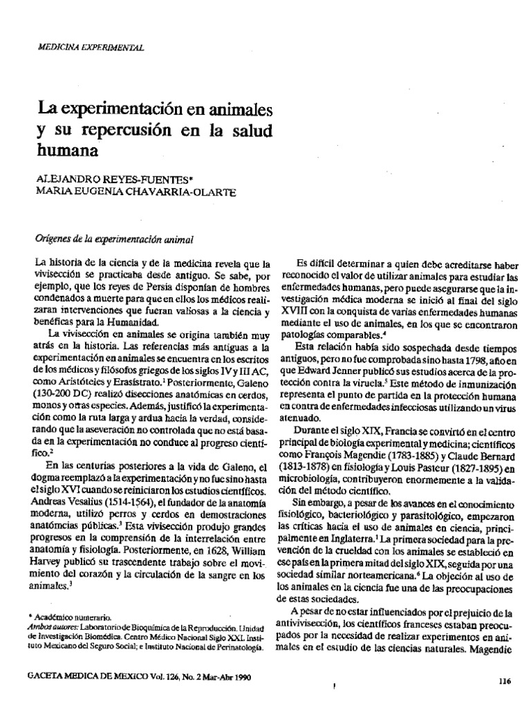 La Experimentación en Animales y Su Repercusión en La Salud Humana | PDF