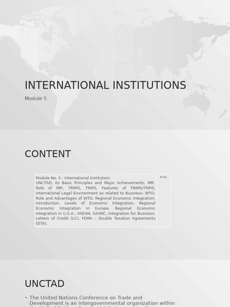 Overview of International Institutions | PDF | World Trade Organization ...