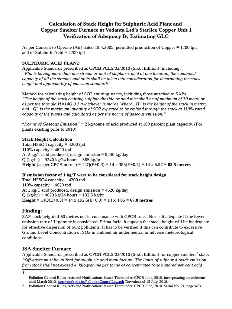 Stack Height Calculation for SO2 Emissions | PDF | Applied And ...