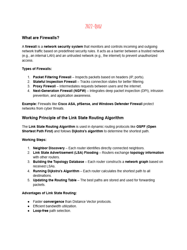 Understanding Firewalls and Routing Protocols | PDF | Computer Network ...
